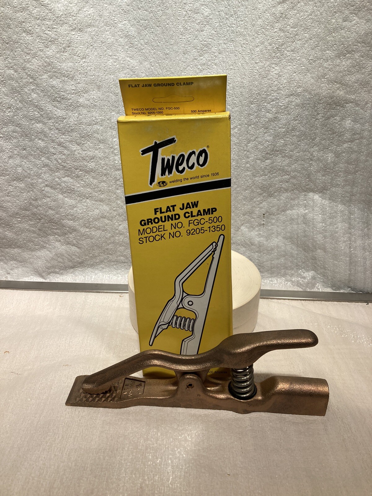 TWECO FGC-500, 500 AMP FLAT JAW GROUND CLAMP, 1-1/4" OPENING, 4/0 AWG NEW IN BOX