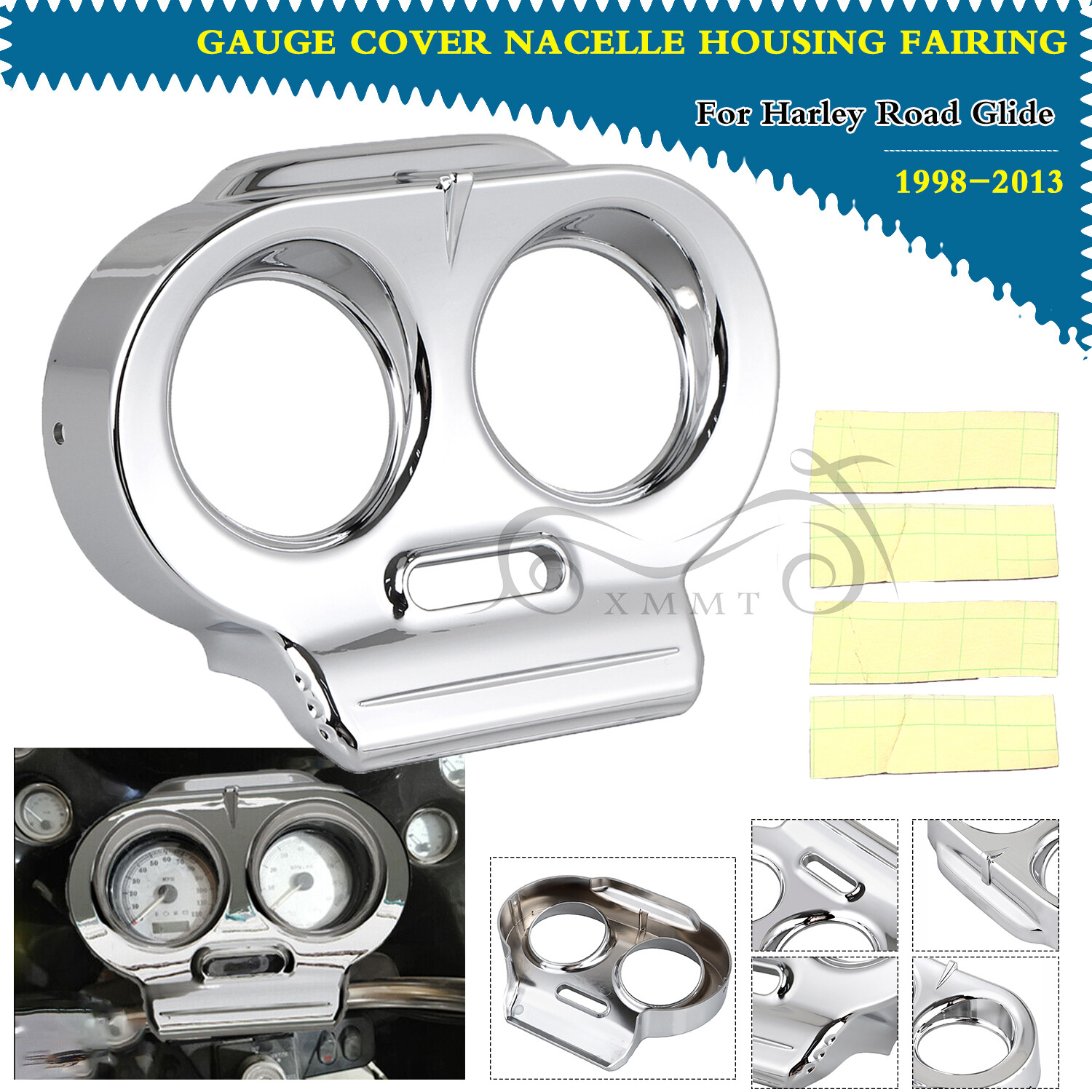 Chrome Gauge Top Cover Nacelle Housing For Harley Road Glide FLTR FLTRX Motor