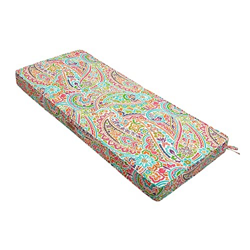 Outdoor Bench Cushion Water-Repellent, 48 x 18 48x18x3 Inch Melora Paisley