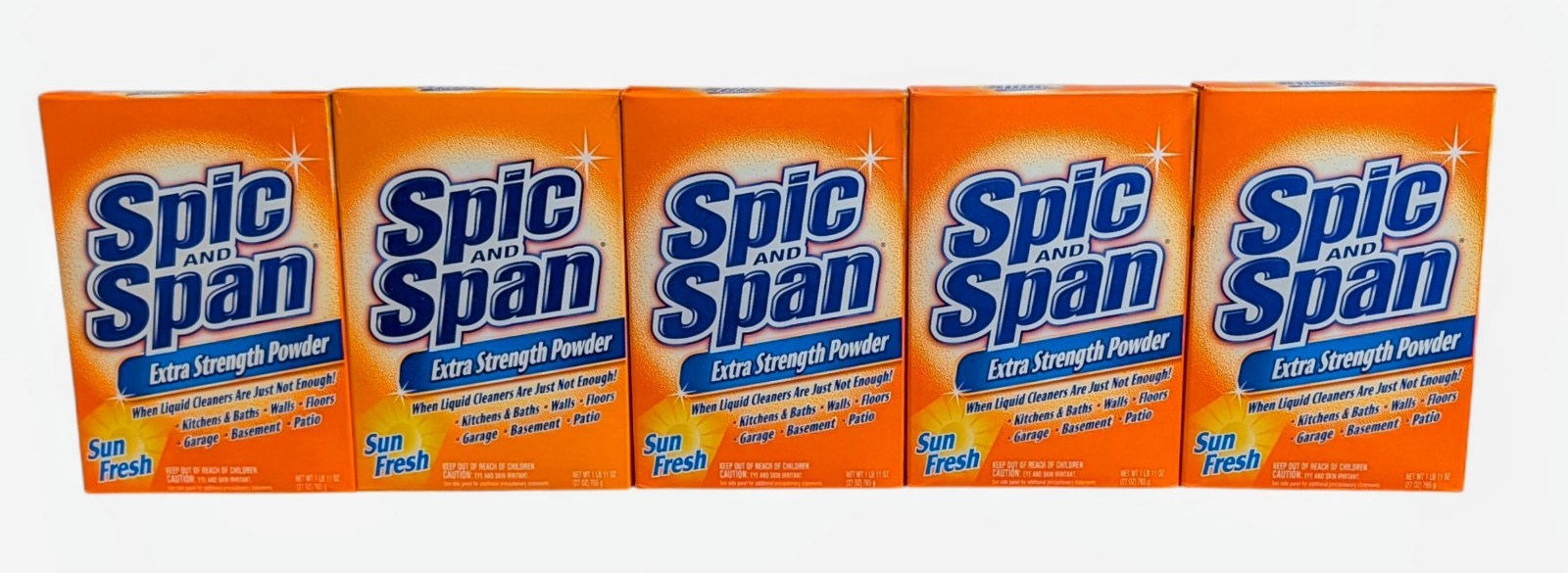 5 Boxes Spic and Span Extra Strength Powder - Sun Fresh - 27 Oz. Each