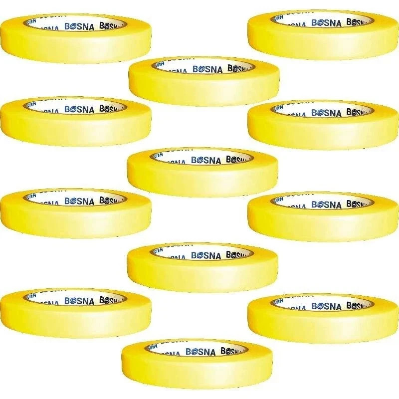 BOSNA Automotive Refinish Automotive Masking Tape, 3/4 Inch 12 Rolls, YELLOW