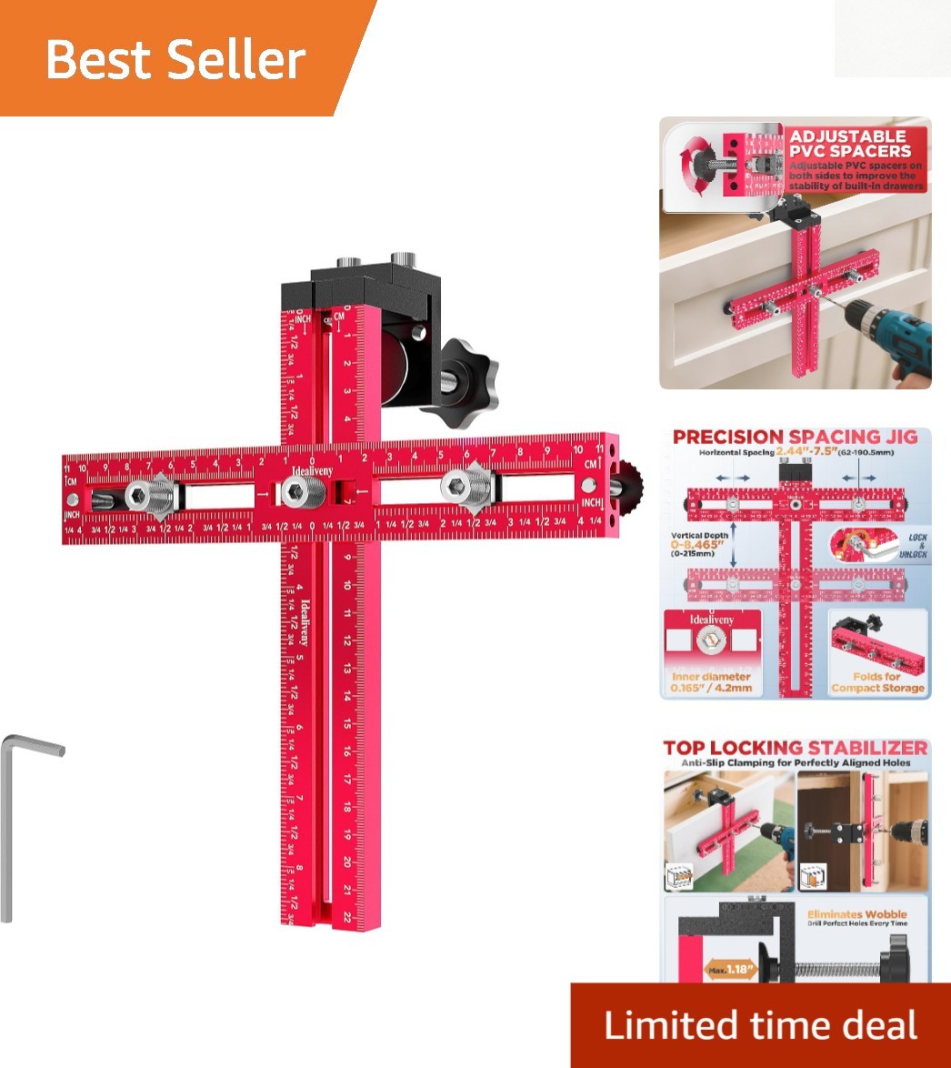 Precision Hole Locator & Drill Guide for Cabinet Knobs and Handles - Large Size