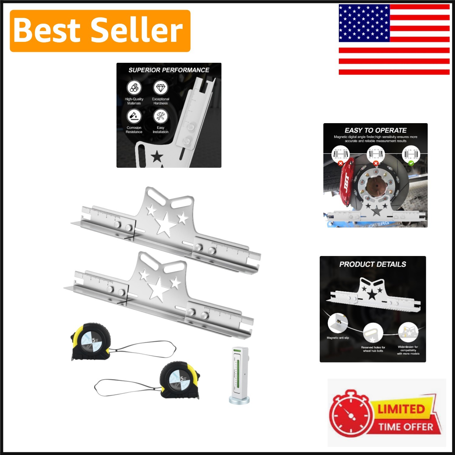 2-Pack Adjustable Wheel Alignment Tool Plates - 3-in-1 for Cars, Trucks, ATVs