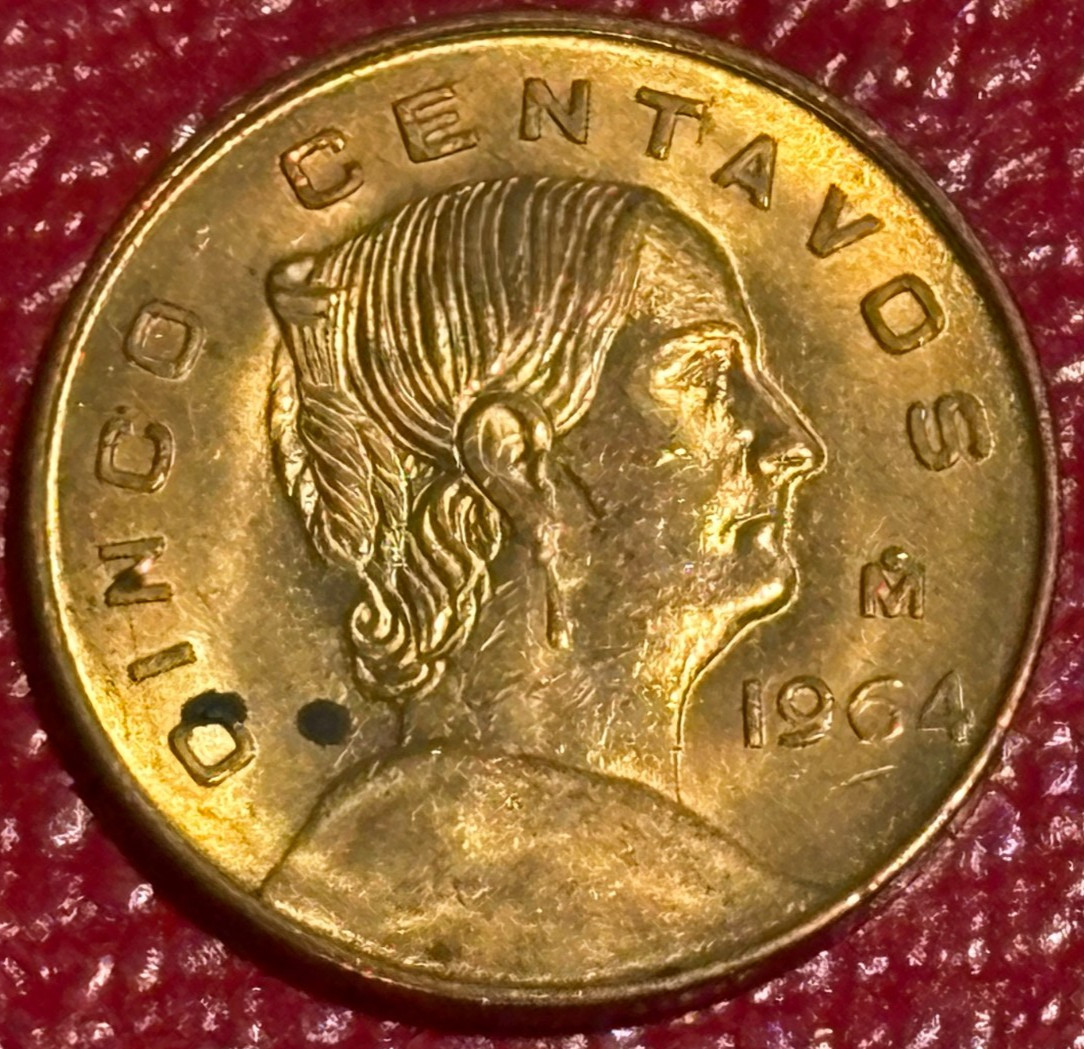 HIGH GRADE AU/UNC DETAILS 1964 MEXICAN MEXICO 5 CENTAVOS COIN-JAN112