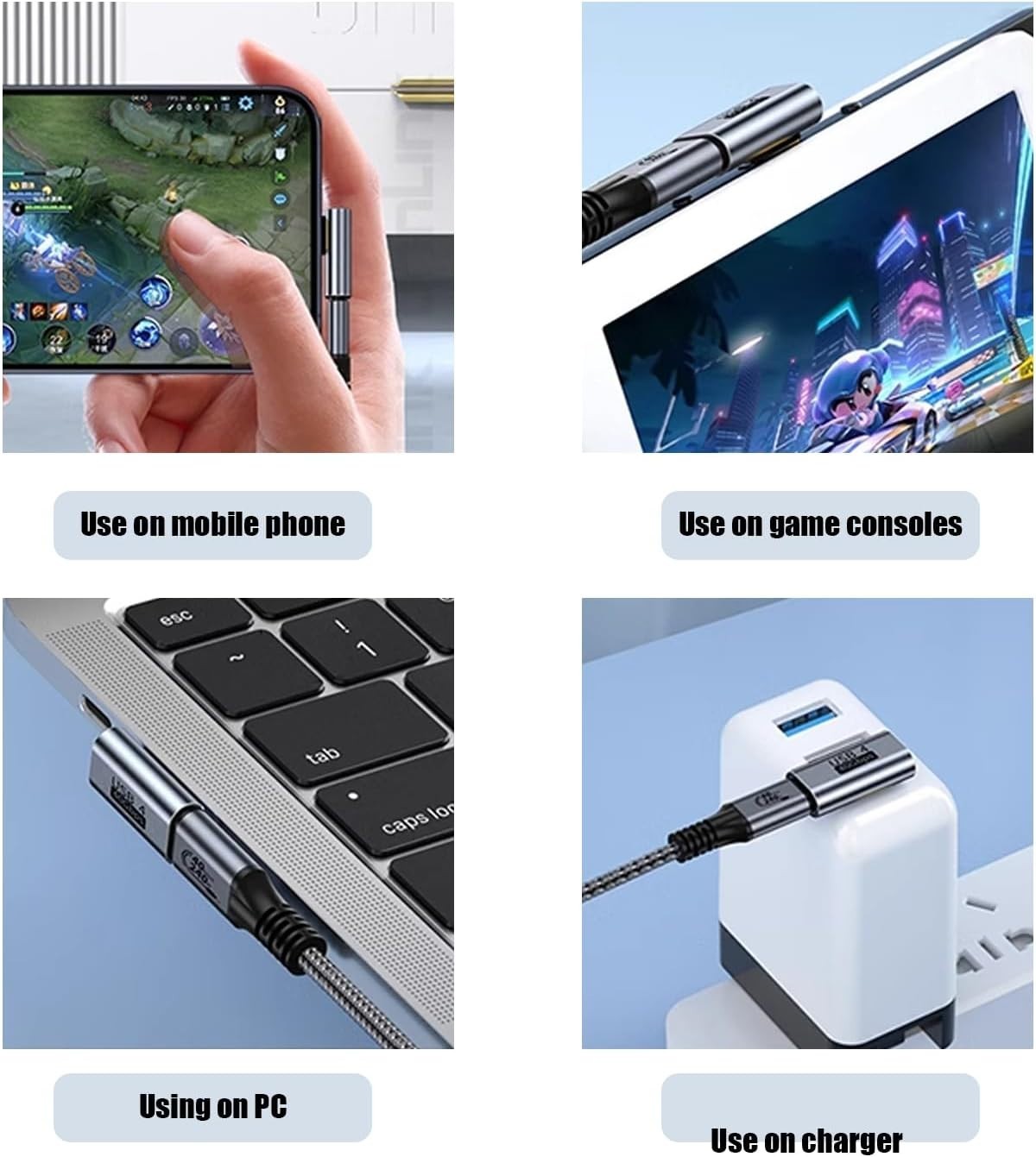 USB C Adapter [2-Pack], PD 240W USB C 90 Degree Adapter, USB Type C Right Angle