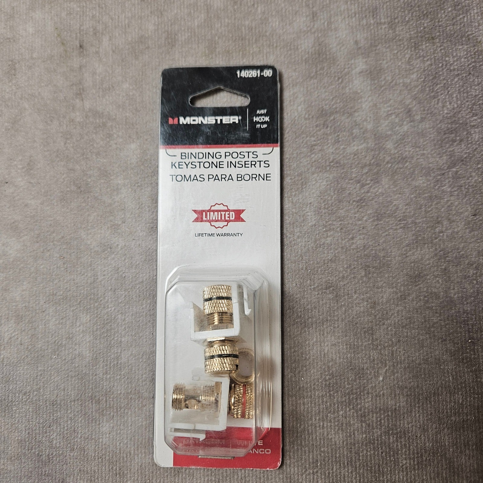 2 Pack Monster Binding Posts Keystone Inserts Gold Plated 140261-00 White 14 AWG