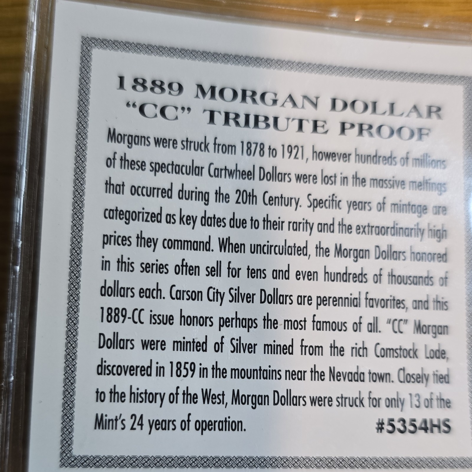 1889 Morgan Dollar CC Tribute Proof Fantasy Issue Coin Silver