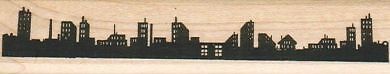 City Skyline Silhouette 1 x 4 1/2" Rubber Stamp, Structures Stamp, Places Stamp