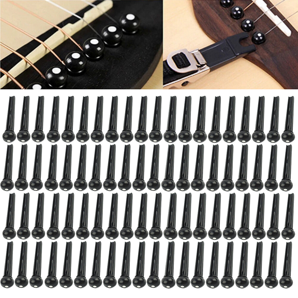 50 Pcs Black Acoustic Guitar Bridge Pins Pegs String Nail End US STOCK