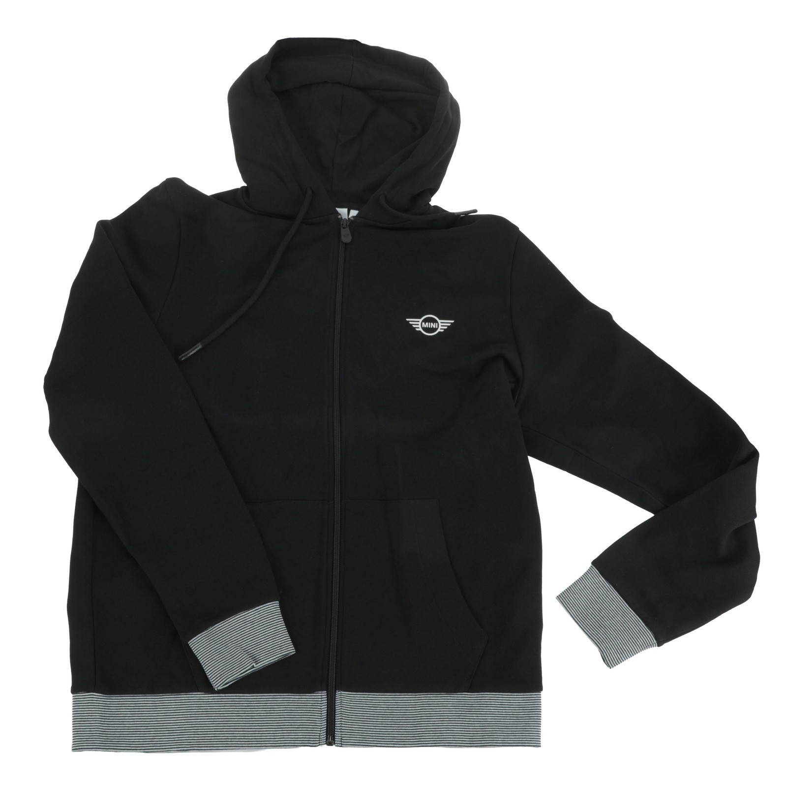 BMW Mini Zip Hoodie Men Striped Binding LARGE BLACK