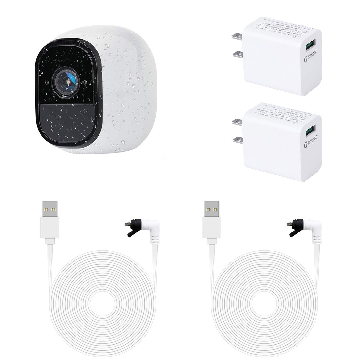2Pack Power Cable for Arlo Pro and 16.4Ft arlo pro 2 adapter, White