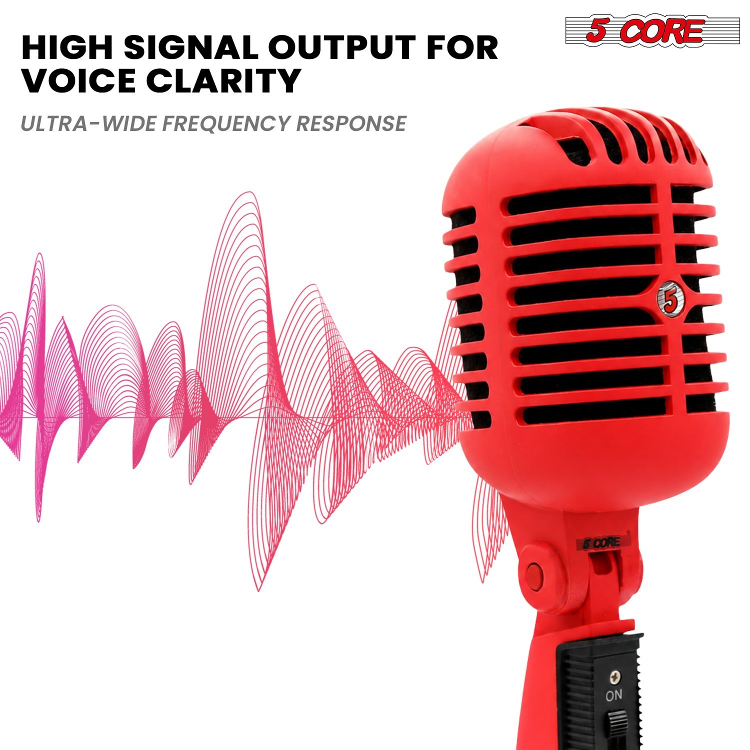 5 Core Retro Dynamic Vocal Iconic Microphone Vintage Classic Unidirectional Mic