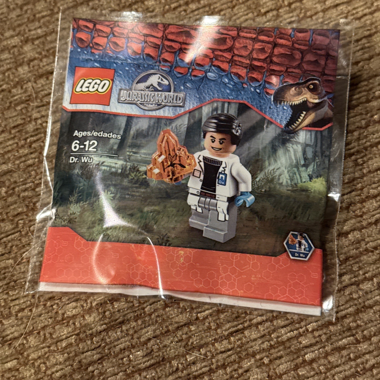 Lego Jurassic World Dr. Wu Minifigure - 5 Piece Building Kit Brand New Sealed