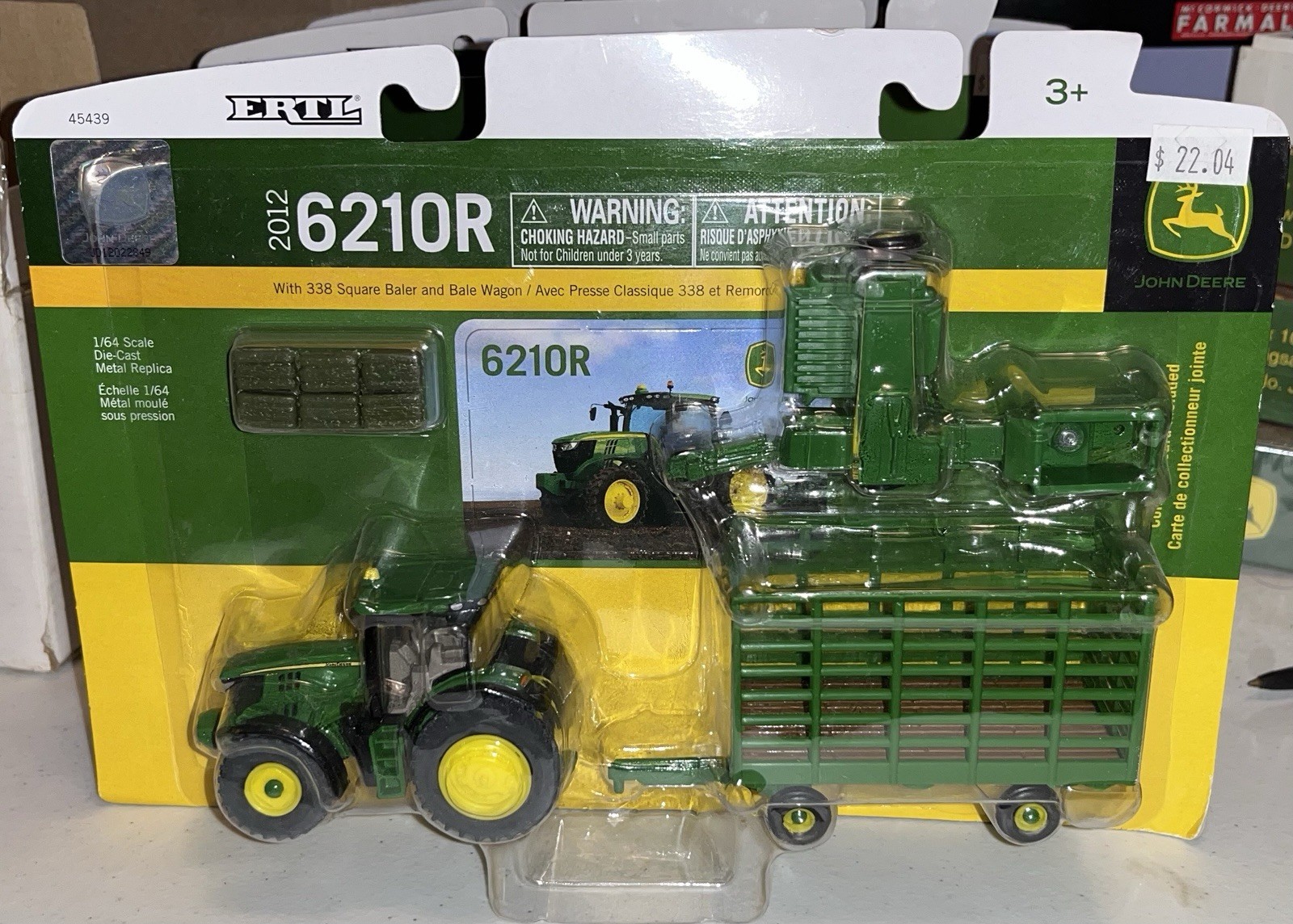 ERTL JOHN DEERE 6210R W/ 338 BALER & HAY WAGON 1/64
