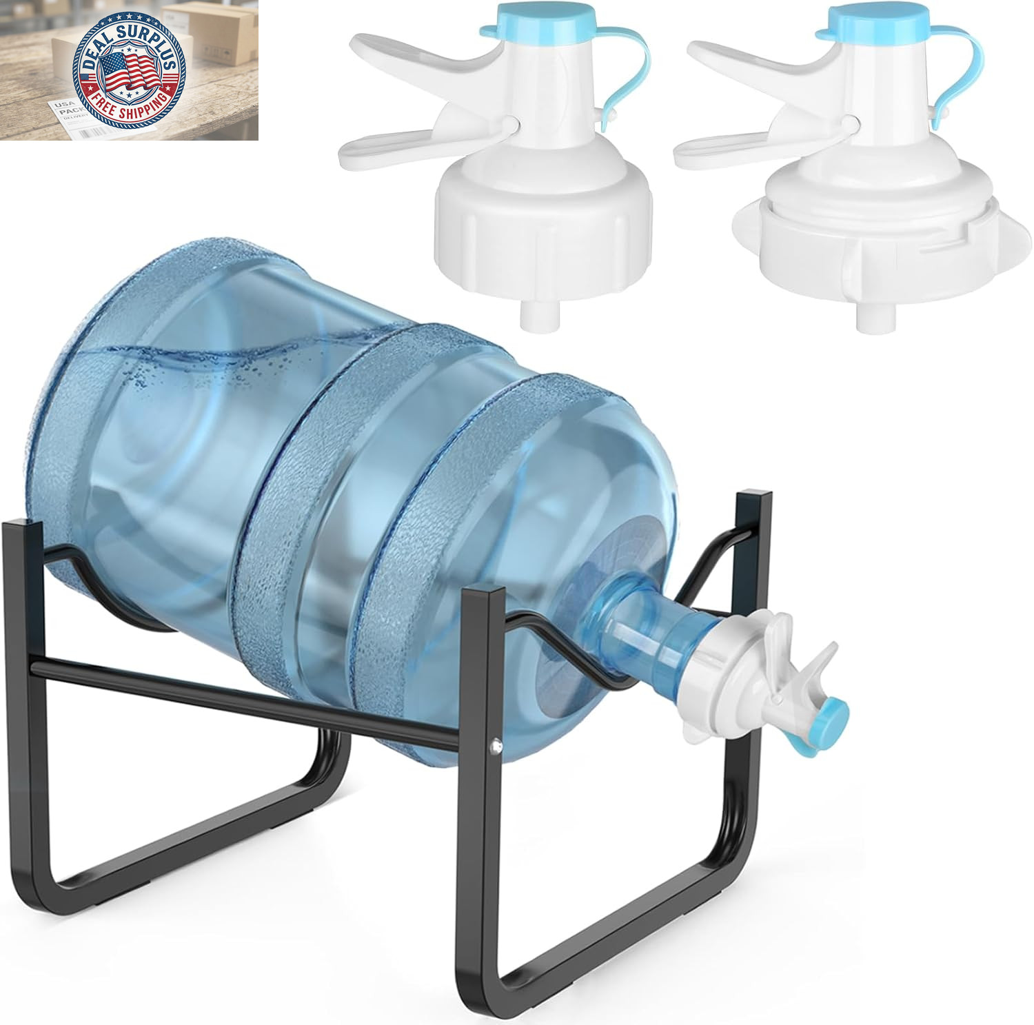 3-5 Gallon Water Jug Stand and 2 Dispenser Valves, Rust-Resistant Non Slip Water