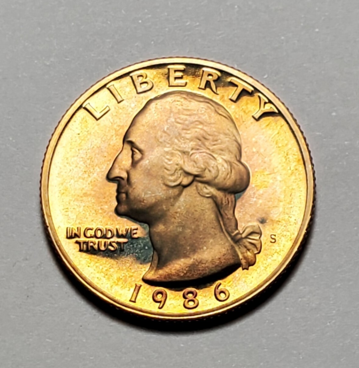 TONED 1986 S WASHINGTON QUARTER PROOF UNC #C1628