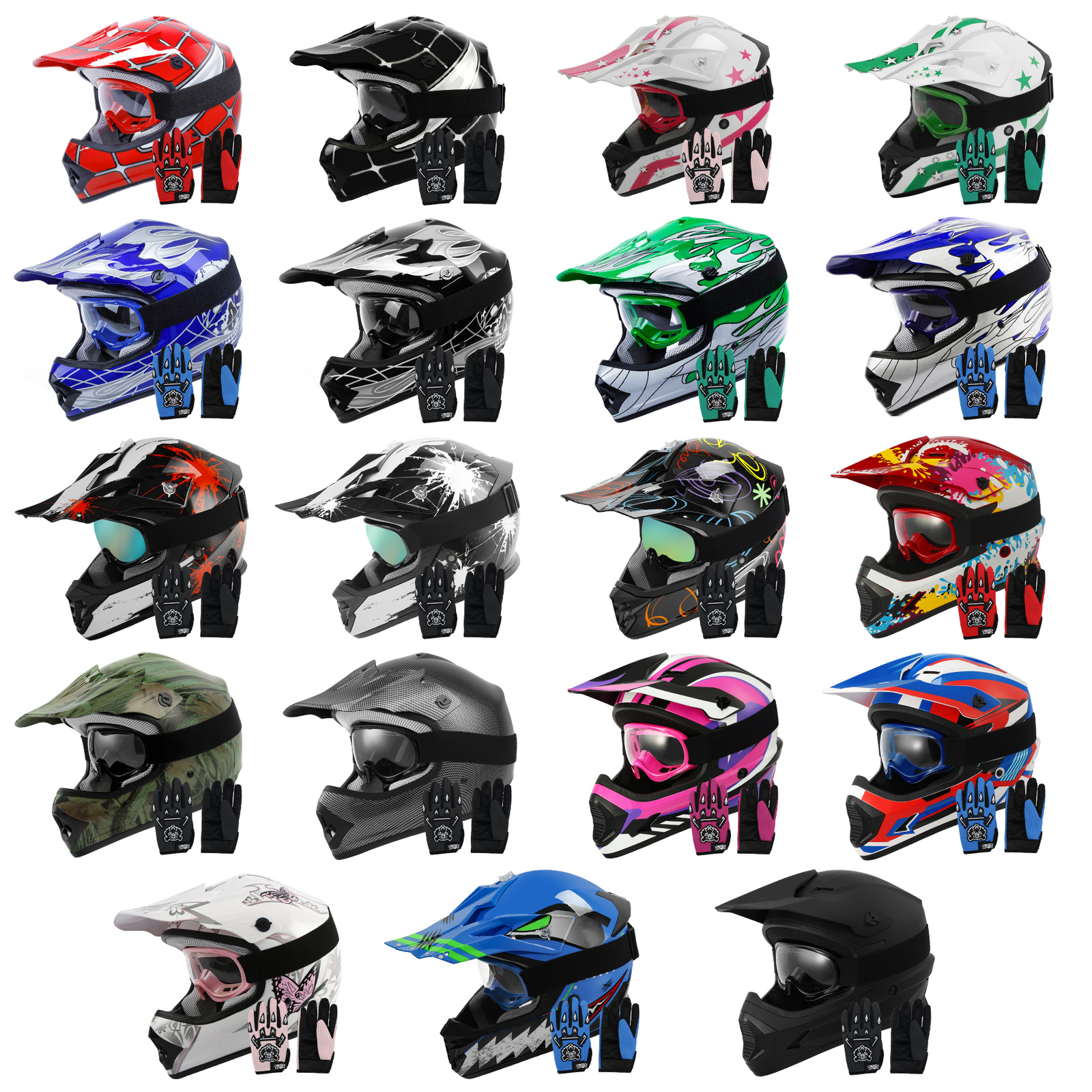 Youth Full Face Helmet DOT Kids Street Dirt Bike Off-Road Motocross ATV UTV