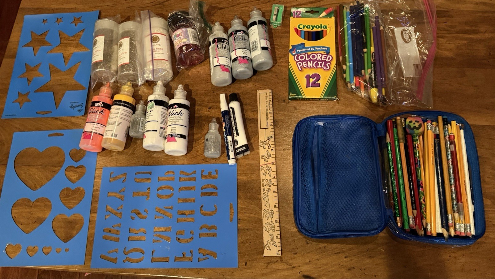 Glitter, Glitter Paints, Pencils, Stencils And More Arts And Craft Items