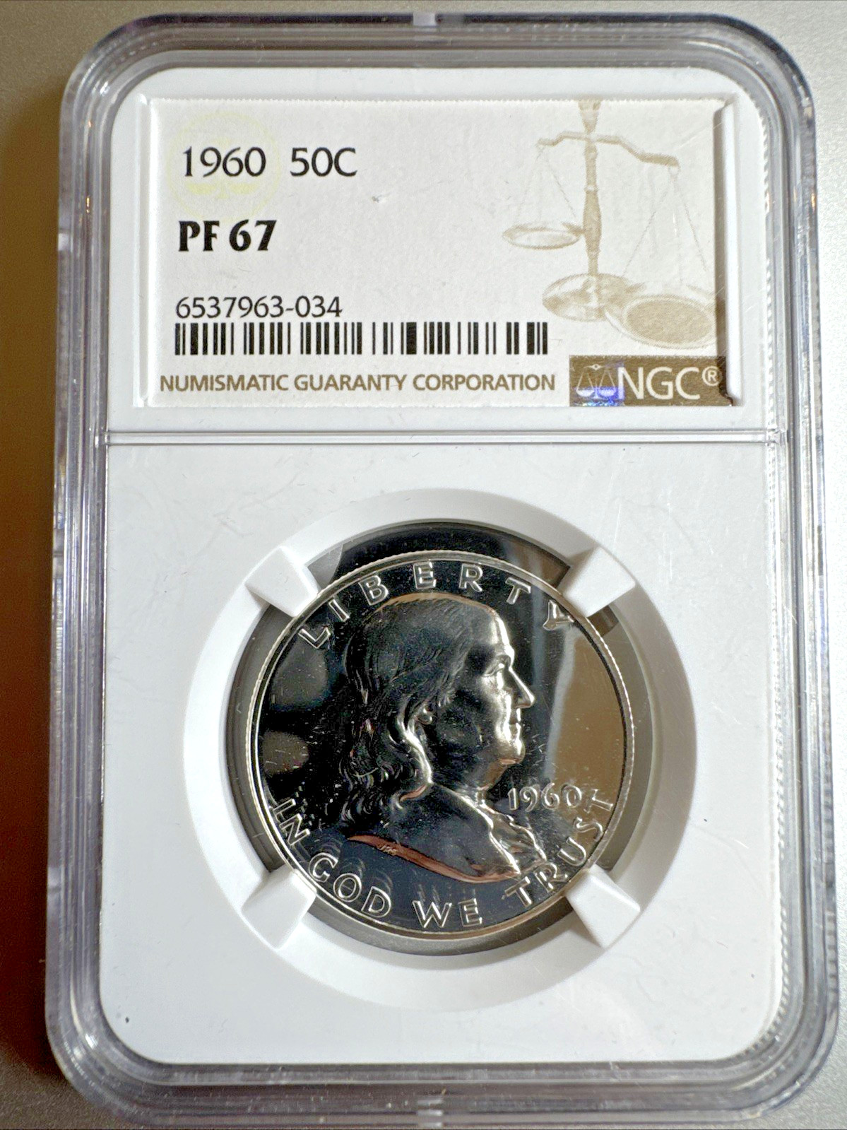 1960 NGC Proof PF 67 Silver Franklin Half Dollar 1/2 S$ 50c