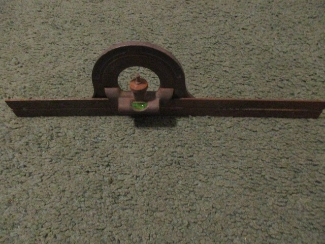 Vintage 12" Machinist Square Protractor w/ Rule + Level