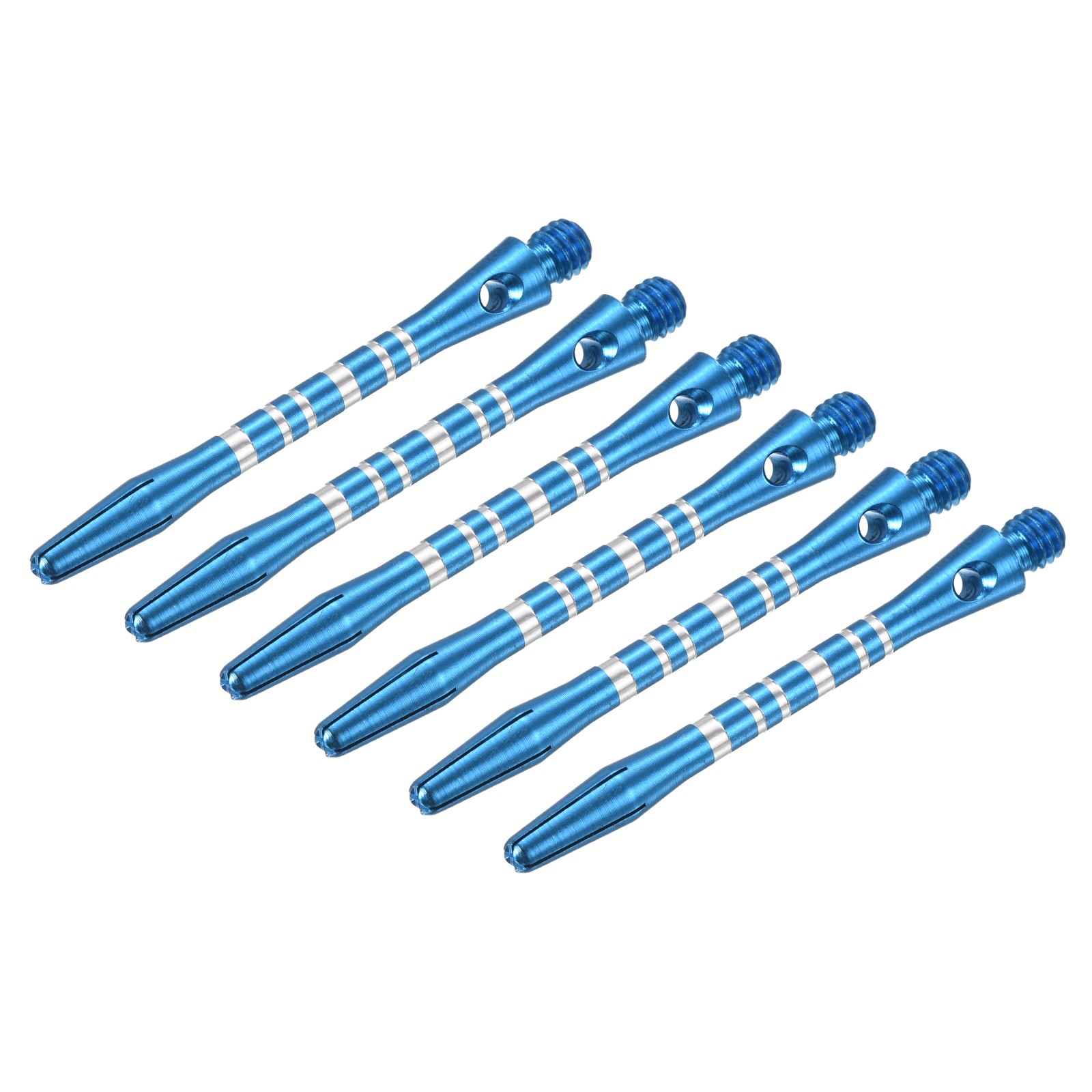 45mm Dart Shafts, 2BA Thread Aluminum Dart Stems - 6 Pack (Silver Tone, Blue)