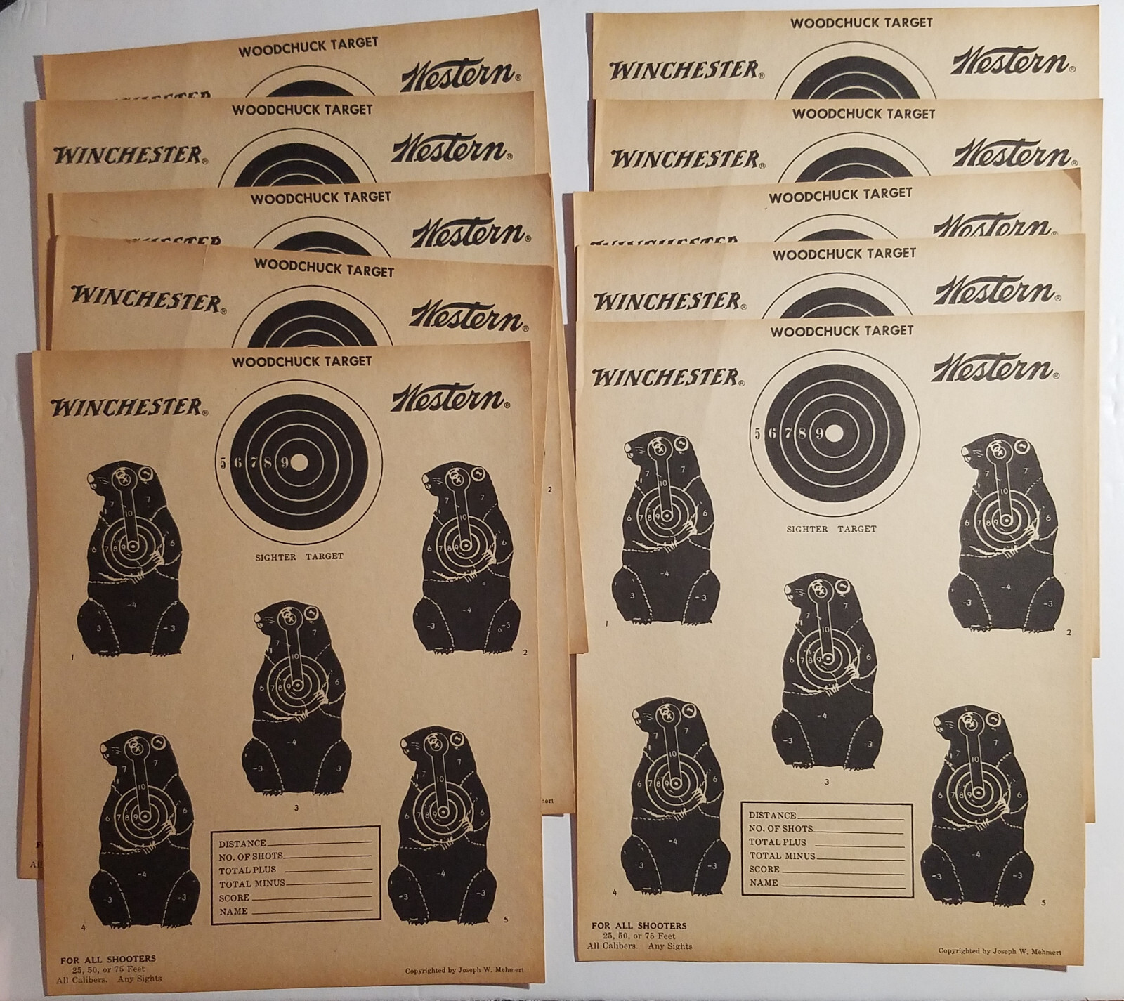10 Vintage Winchester Western Woodchuck Targets