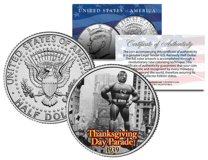 SUPERMAN 1939 BALLOON NYC Thanksgiving Day Parade Genuine JFK U.S. Half Dollar