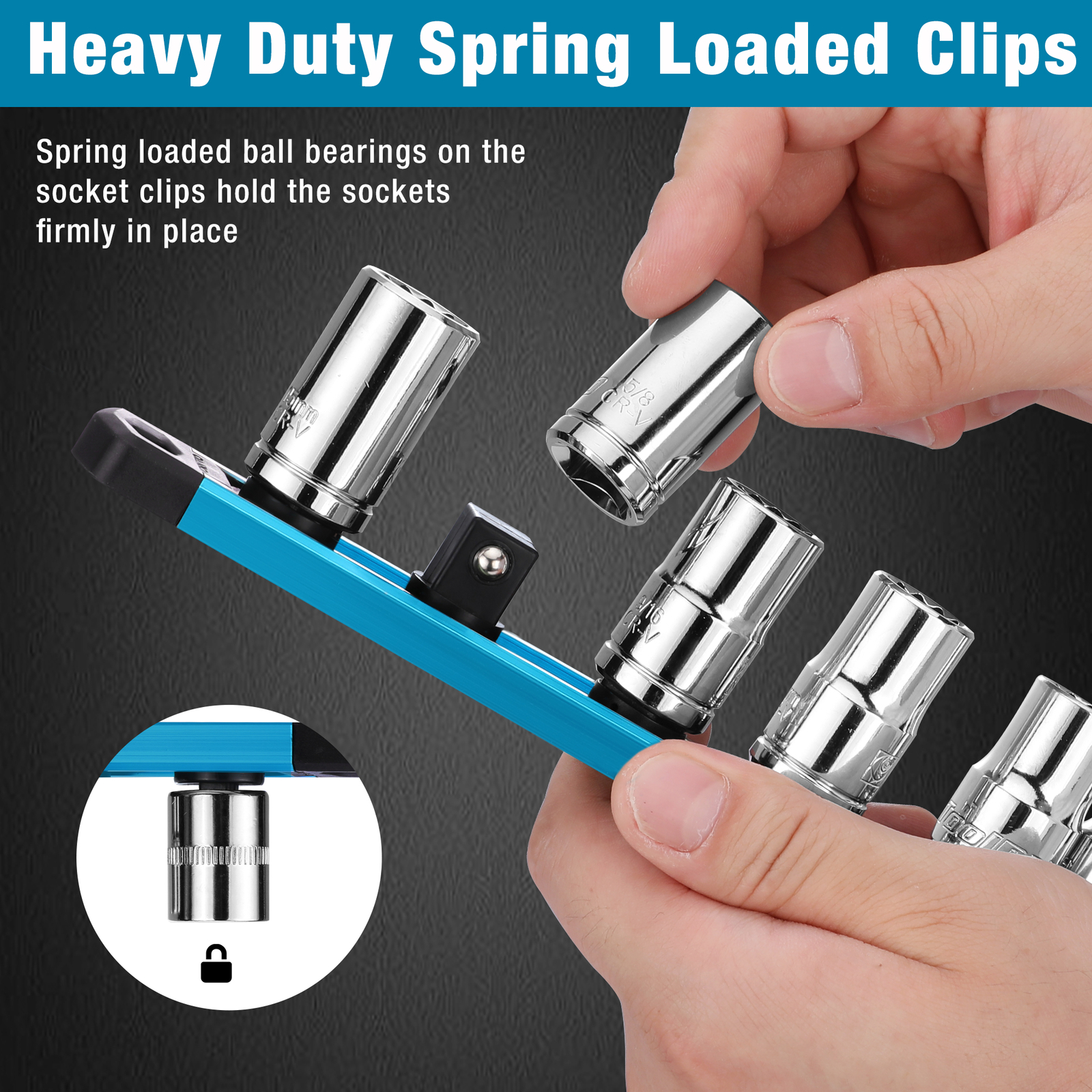 WORKPRO1/4''DriveMagnetic Socket Organizer MultiColor Aluminum Alloy Socket Rail