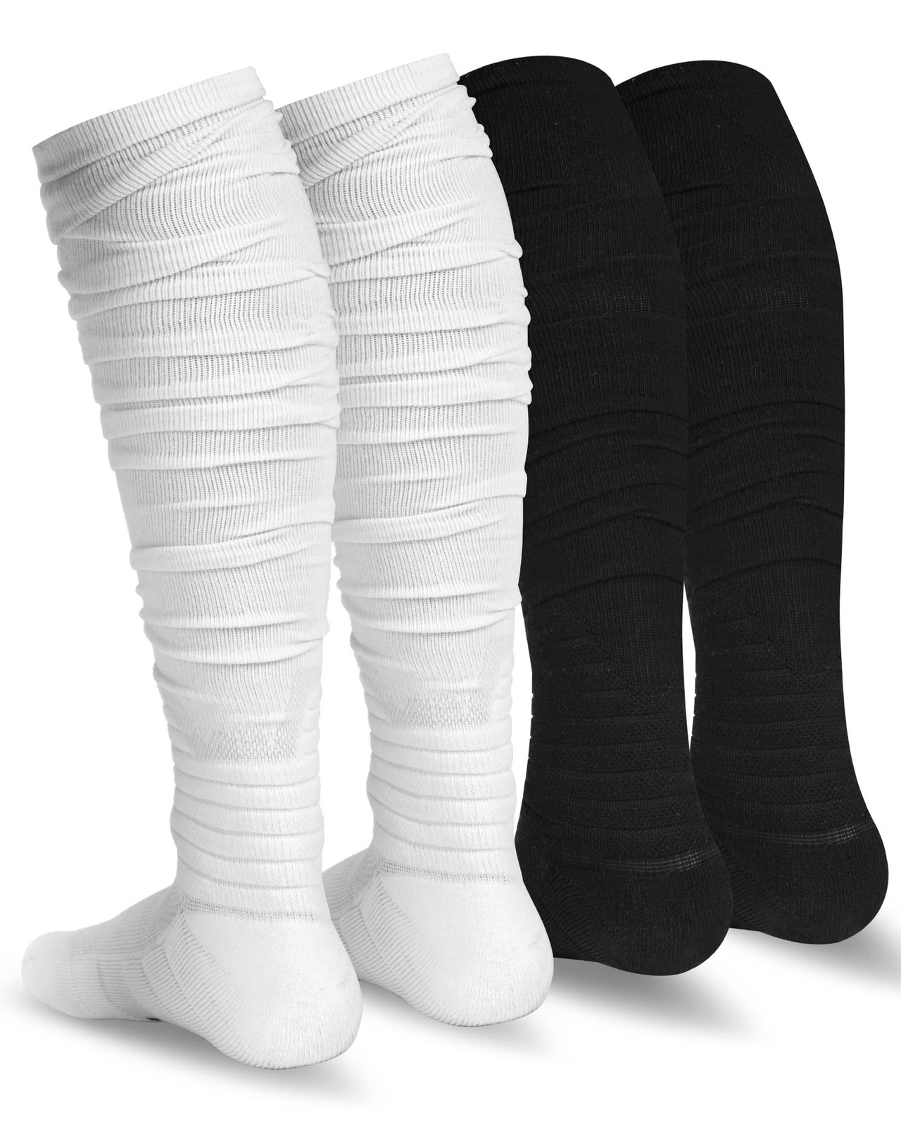 Finerview Scrunch Football Socks 2 Pairs, Extra Long Padded Sports Socks for ...