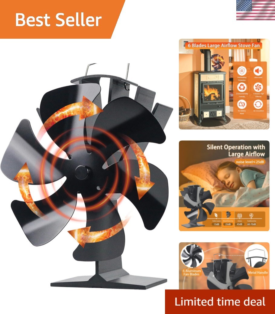 Ultra-Quiet Heat Powered Stove Heater Fan - Perfect for Wood and Pellet Fires