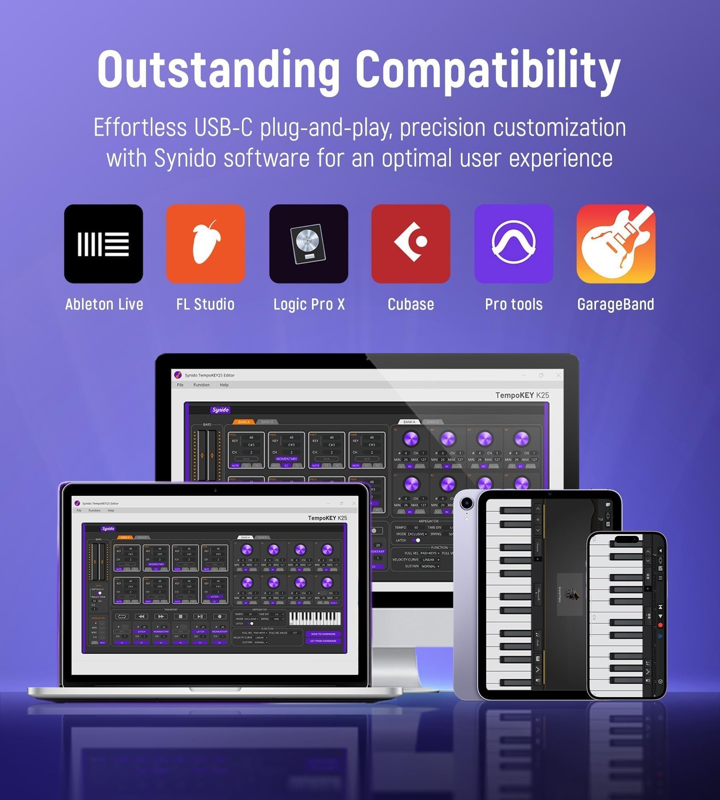 USB C MIDI Keyboard Controller 25 Keys with 8 Backlit Drum Pads, OLED Screen,...