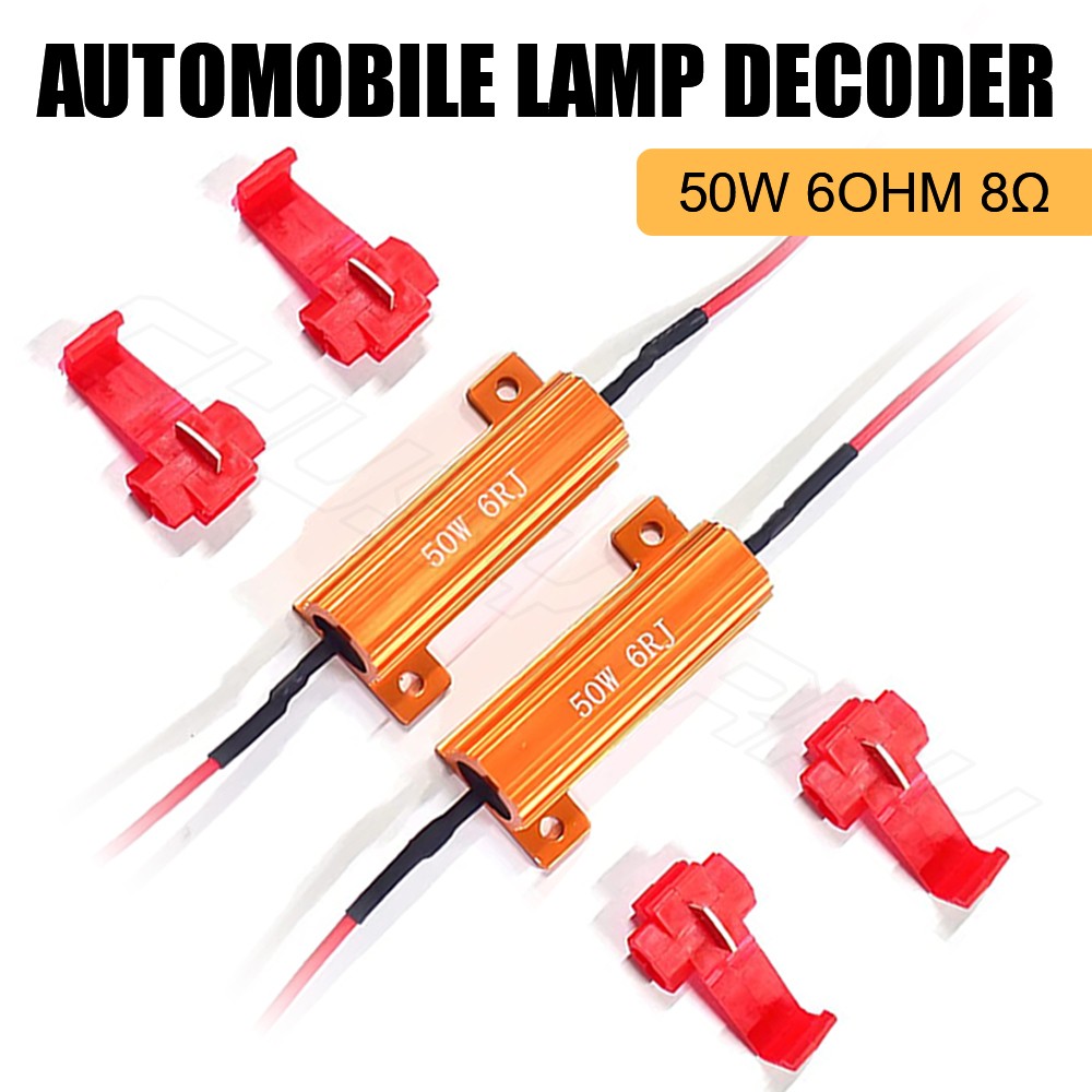 (2)6OHM 50WATT LED LIGHT LOAD RESISTOR LED TAIL/TURN SIGNAL HYPER FLASH FIX KIT