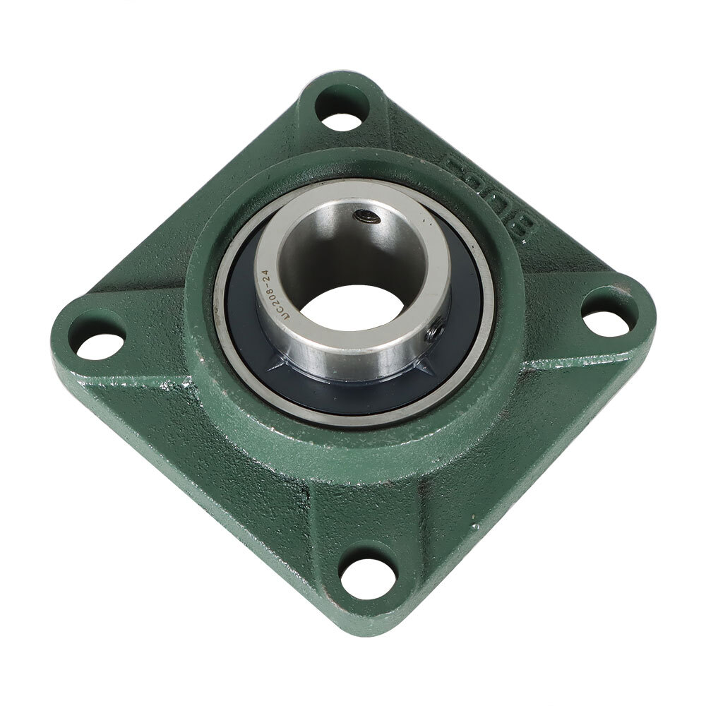 2 Pack UCF208-24 Solid Base Pillow Block Flange Bearing 1-1/2" Bore 4 Bolt