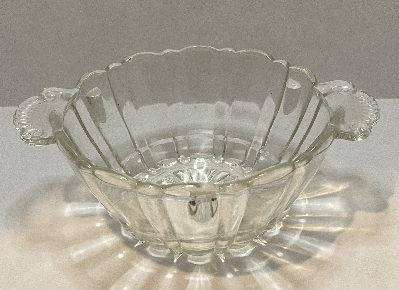 Vintage Anchor Hocking Old Cafe Pattern Clear Depression Glass Candy Dish