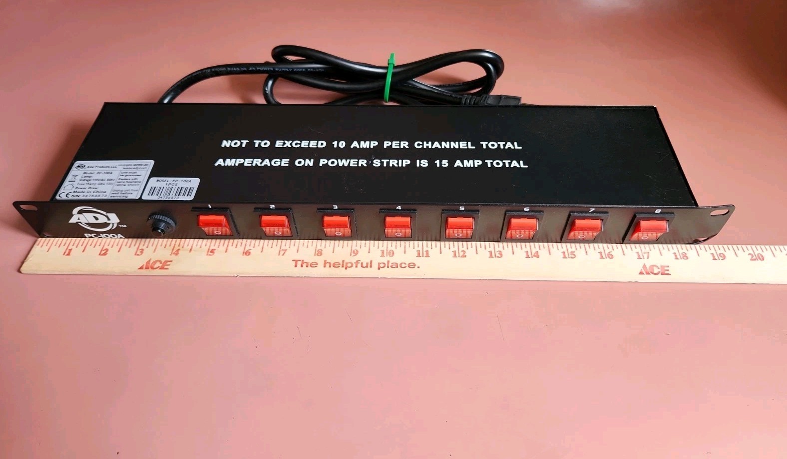 ADJ PC-100A 8-switch Rackmount Power Center American DJ