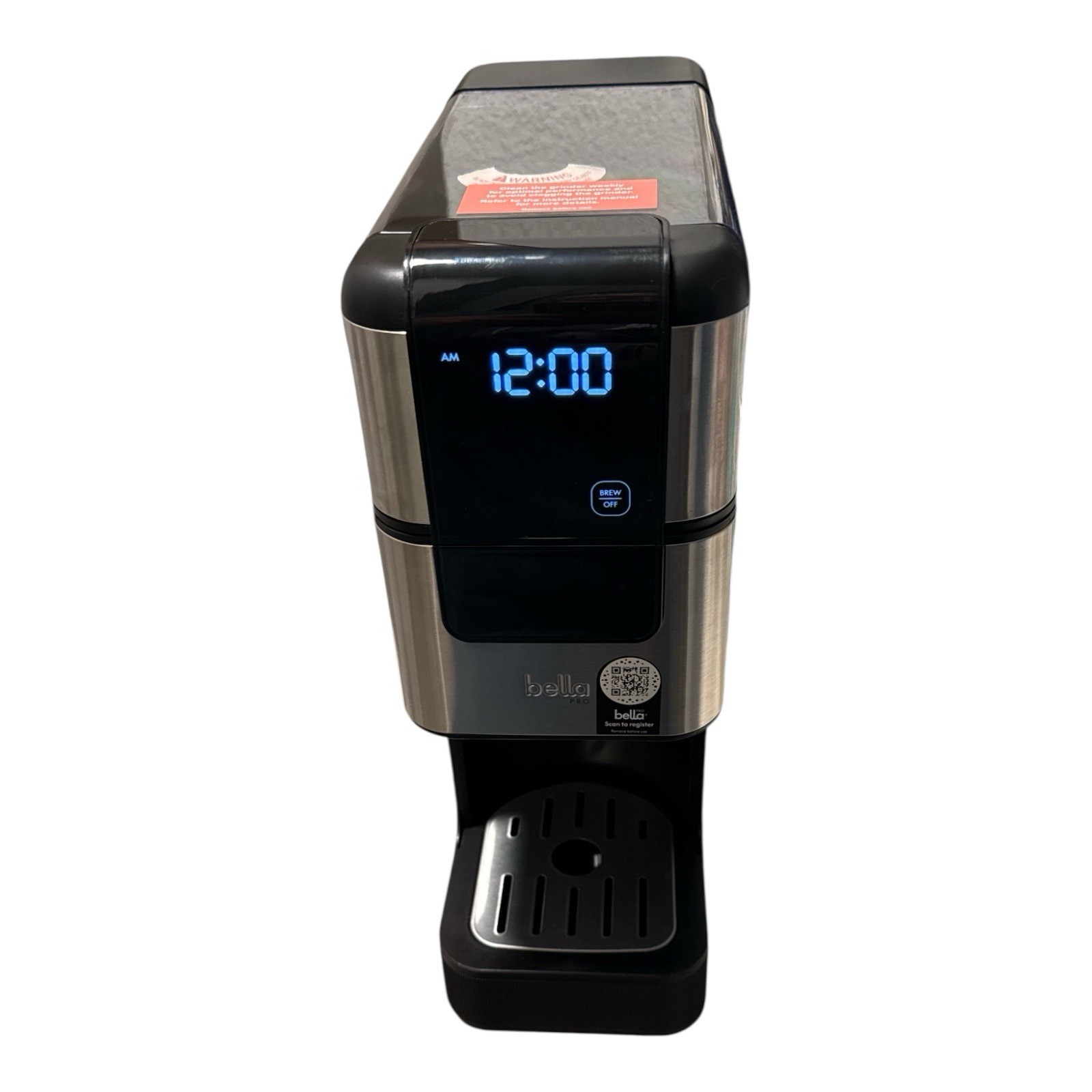 BELLA PRO Programmable Single-Serve Coffee Maker with Integrated Burr Grinder