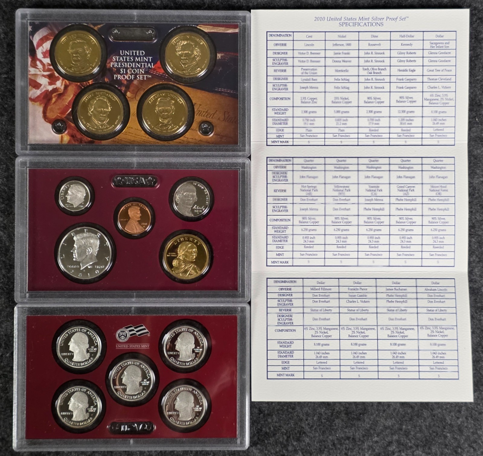 2010 Silver Proof Set U.S. Mint OGP and COA - 14 coins