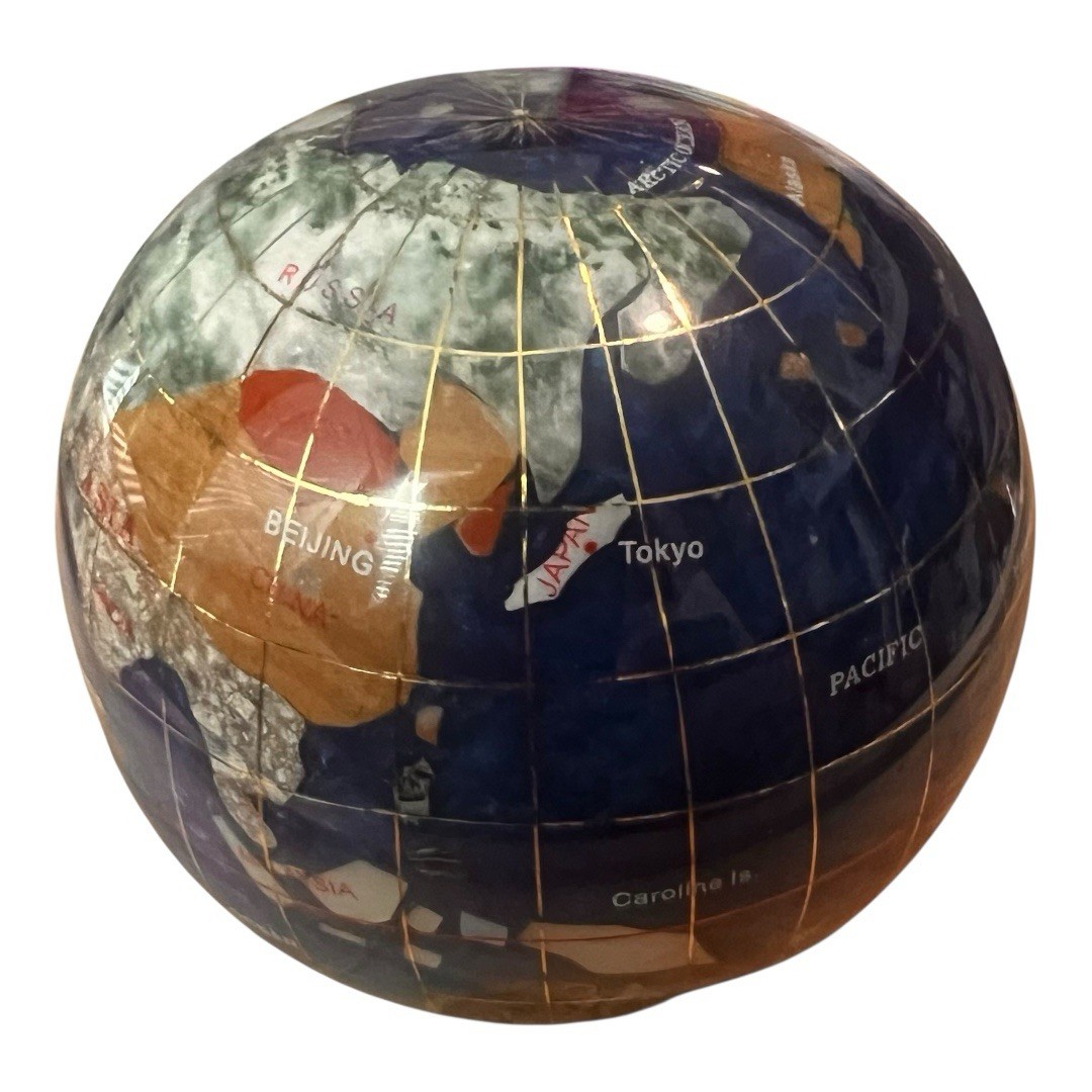3in Inlaid GemStone Globe