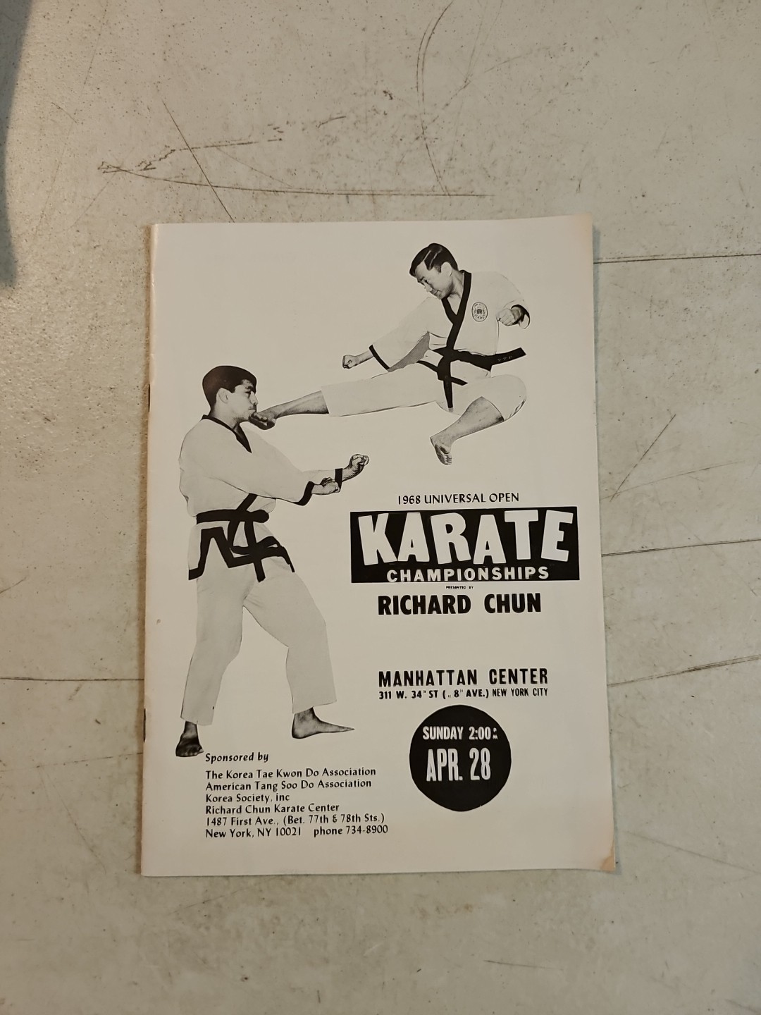 Rare 1968 Universal Open Karate Championships Program.  Manhattan Center NYC, NY