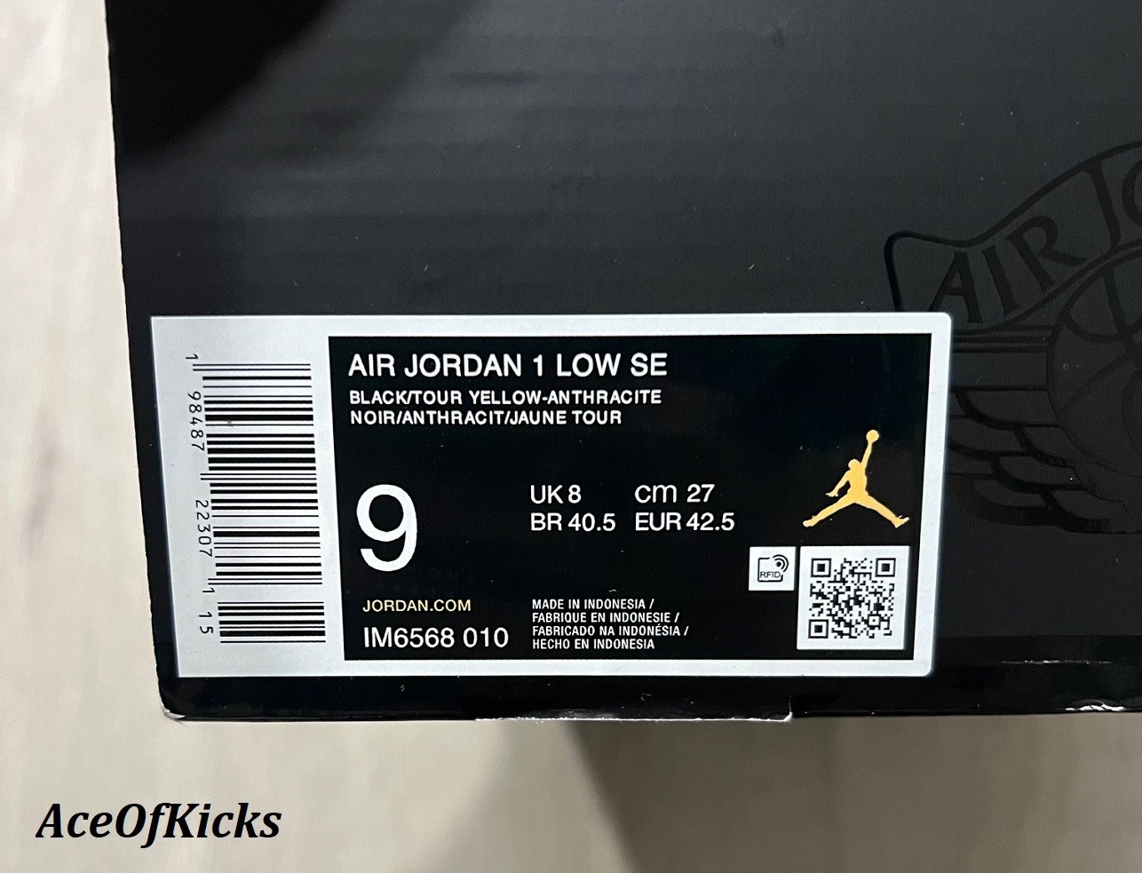 Nike Air Jordan 1 Low SE Black Tour Yellow SZ 9-12 Men's IM6568-010