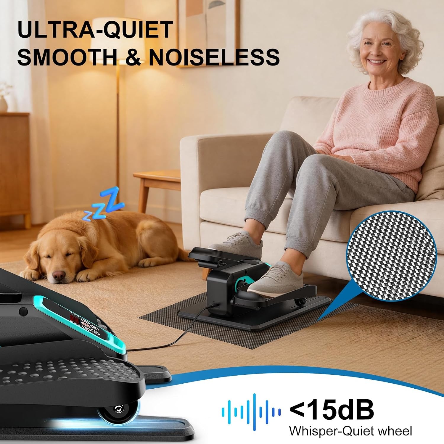 Under Desk Mini Motorized Elliptical 12 Speed 5 Modes Leg Exerciser Machine