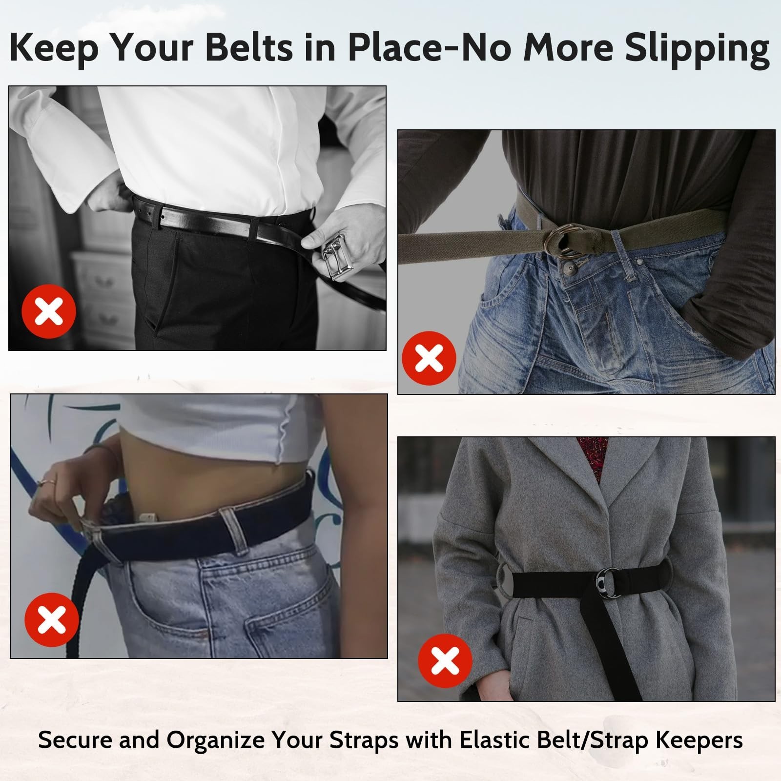 Bewudy 10 Pack Elastic Belt Keeper Strap, Nylon Canvas Web Belt Elastic Loop ...