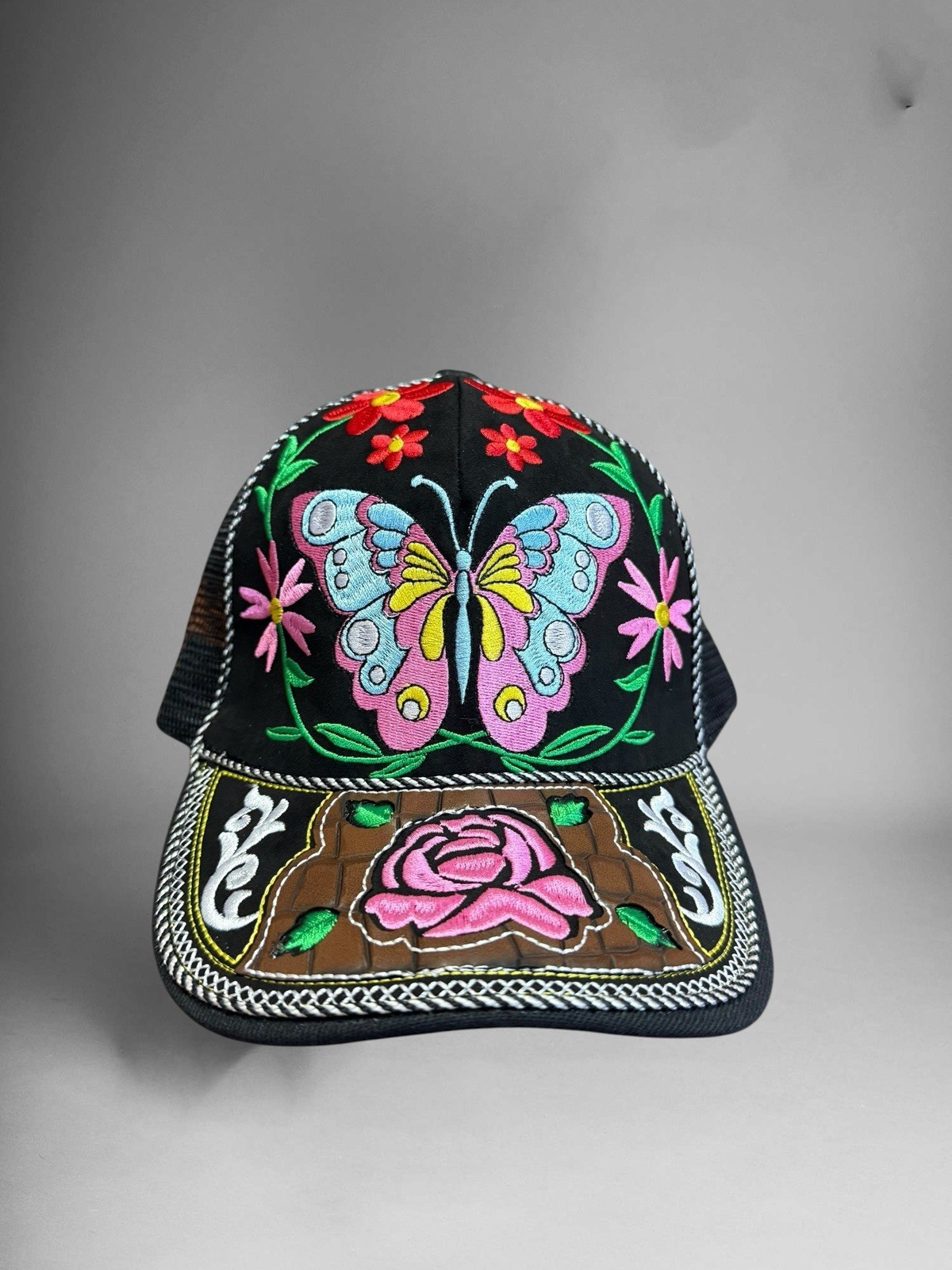 Gorra Vaquera Mujer Flores Cachucha Vaquera Women’s Western Trucker Cap Butterfl