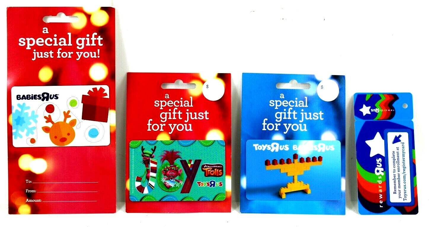 Lot of 4 - Toys R Us Christmas Holiday Menorah Collectible Gift Card Store Rare