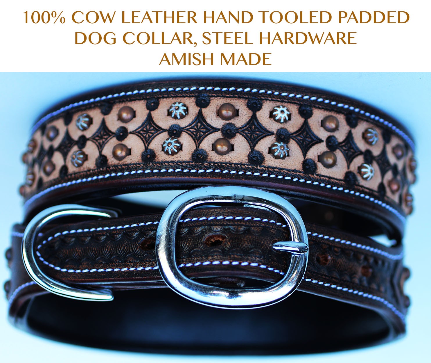 XSmall 9''- 13'' Dog Puppy Collar Genuine Cow Leather Padded Canine  6015