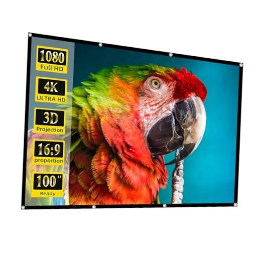 Projector Screen, 100 inch Movie Projector Screen16:9 Foldable 100-inch