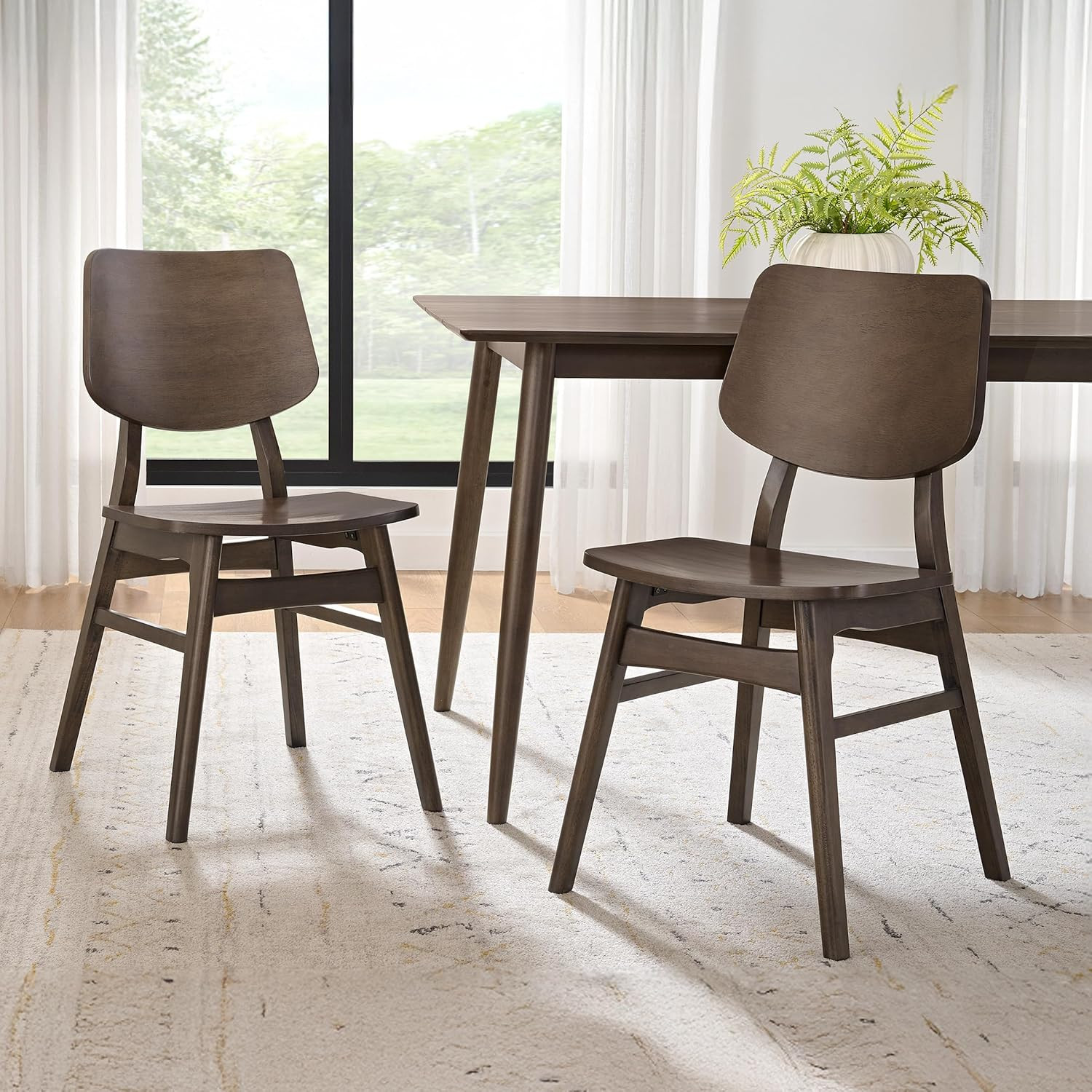Calais Dining – Mid Century Modern Set of 2 Dining Chairs – Solid Wood Chair Set