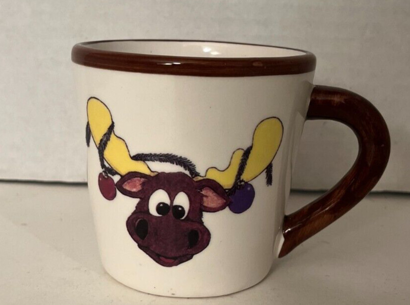 Vintage Christmas Moose Head Decorative Ceramic Mug 6 oz