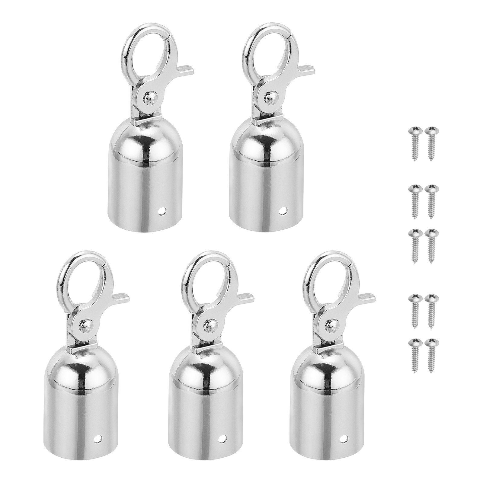 1.1"x3.1" Stanchion Rope End Stopper 5Pack Cord End Caps Barrier Rope End Silver