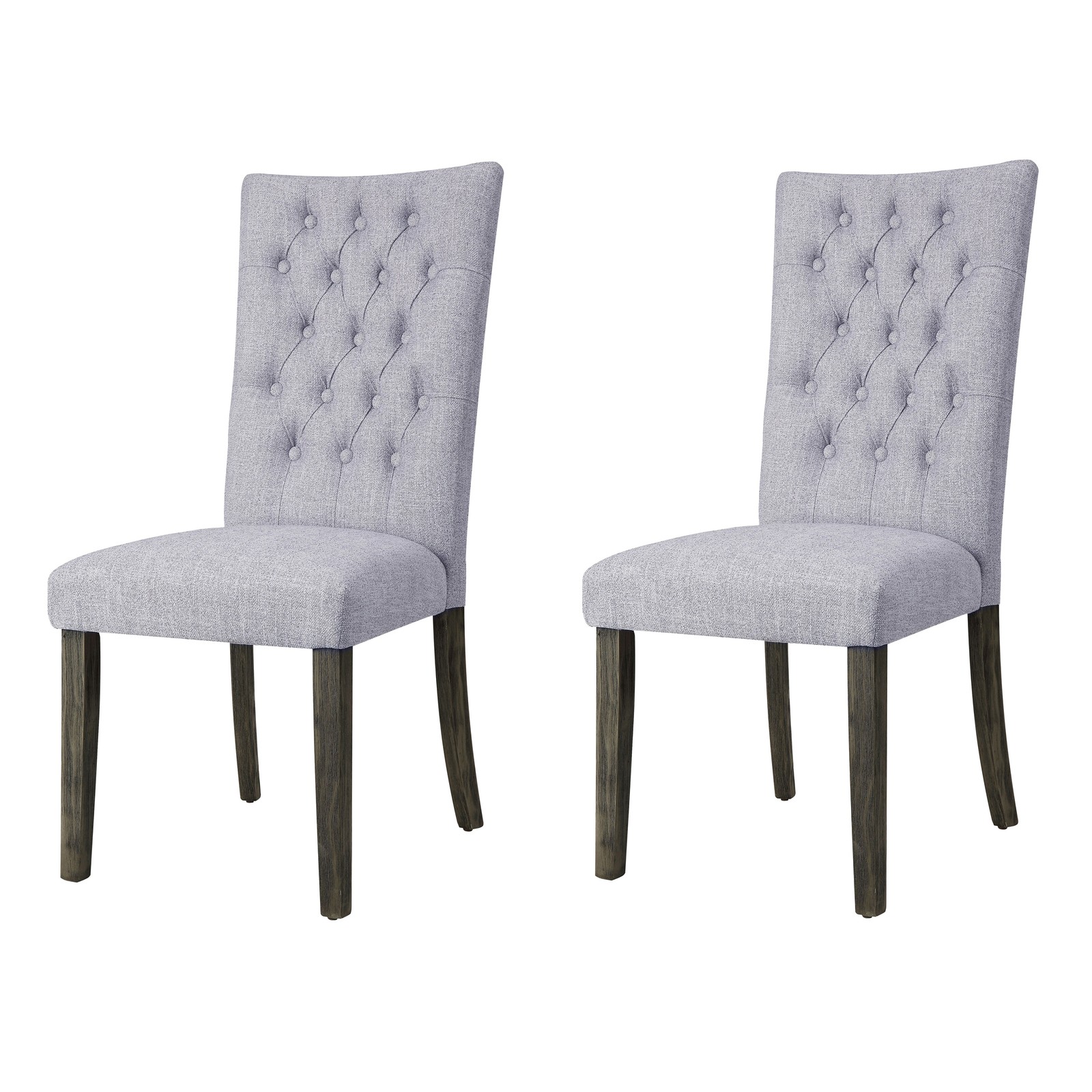 Grey and Grey Oak Side Chair with Button Tufted